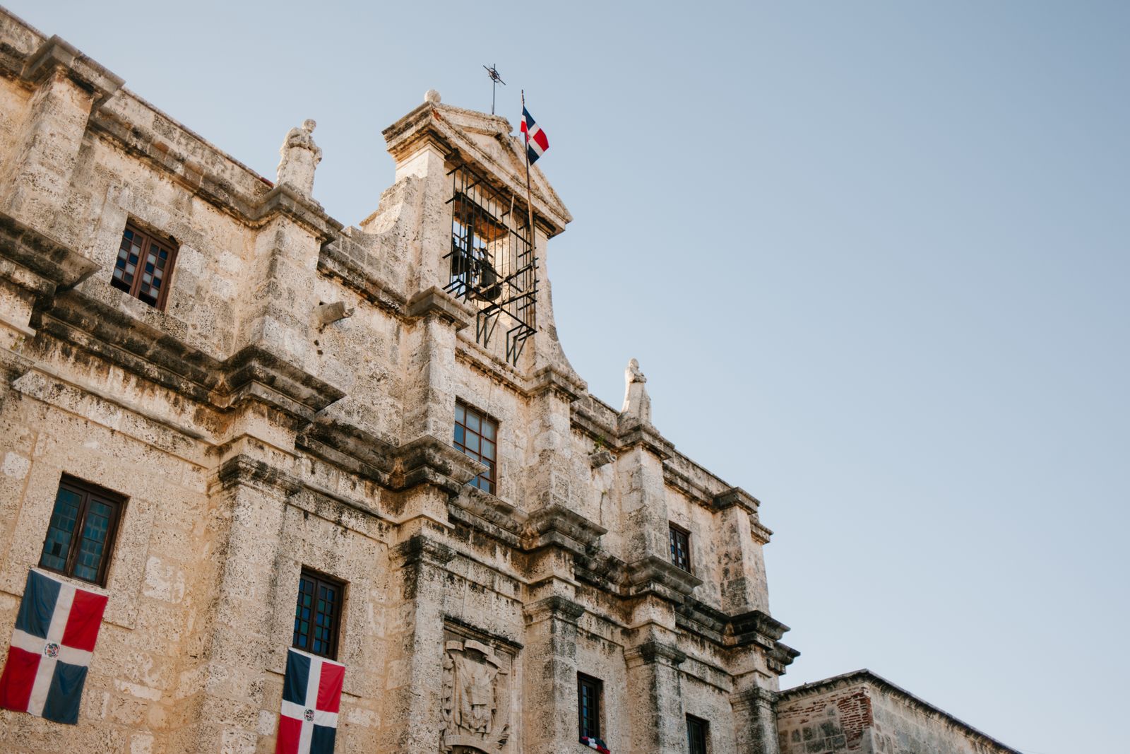Colonial Santo Domingo with Dominican flags